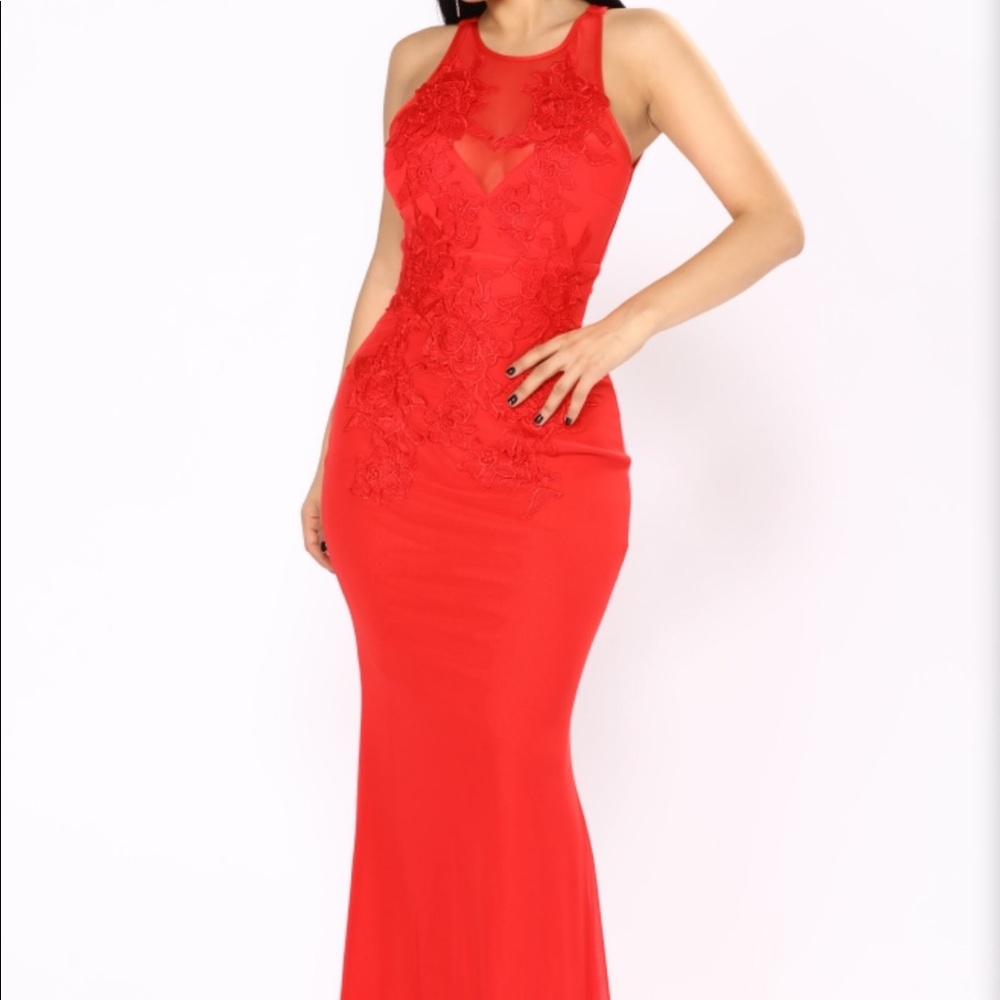 Red Lace Formal Dress- Plus Size